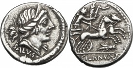 D. Silanus L.f. AR Denarius, 91 BC. D/ Diademed head of Salus right, SALVS below, P below chin, all within ornamented torque. R/ Victory in biga right...