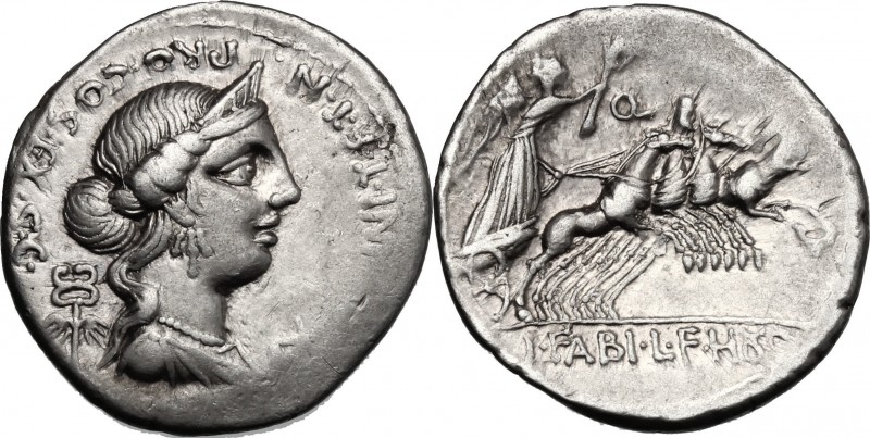 C. Annius with L. Fabius L. f. Hispaniensis. AR Denarius, 82-81 BC. D/ C. ANNI. ...