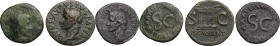 Augustus (27 BC - 14 AD). Multiple lot of three (3) unclassified AE Asses: P. Lurius Agrippa moneyer; M. Maecilius Tullus moneyer; Restitution by Tibe...