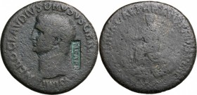Nero Claudius Drusus, brother of Tiberius, father of Germanicus and Claudius (died 9 AD). AE Sestertius, struck under Claudius, 41-50 AD. D/ NERO CLAV...