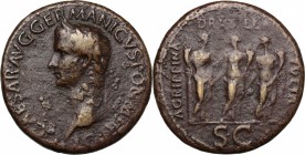 Caligula (37-41). AE "Sestertius", "Paduan" after Giovanni Cavino (1500-1570). D/ C CAESAR AVG GERMANICVS PON M TR POT. Laureate head left. R/ AGRIPPI...