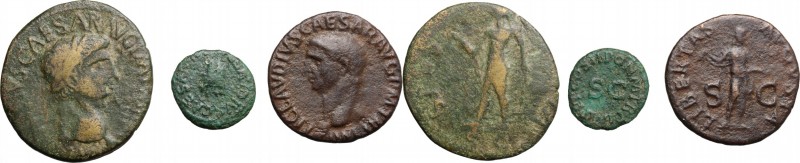 Claudius (41-54). Multiple lot of three (3) unclassified coins: AE Sestertius (c...