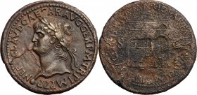 Nero (54-68). AE "Sestertius", circa 19th century (?). D/ NERO CLAVD CAESAR AVG GER P M TR P IMP P P. Laureate bust left, globe at point. R/ PACE P R ...