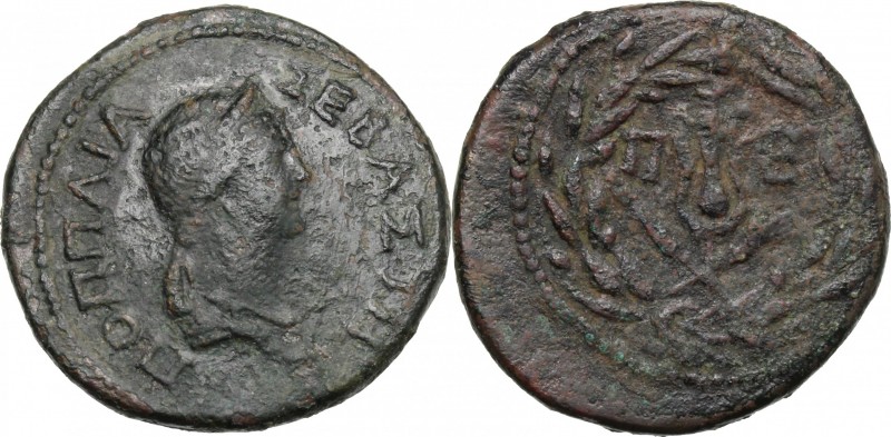 Poppaea, second wife of Nero (died 65 AD). AE 27 mm. Perinthus mint, Thrace. D/ ...