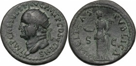 Vespasian (69-79). AE Dupondius, 74 AD. D/ IMP CAES VESP PM TP COS V CENS. Radiate head left. R/ FELICITAS PVBLICA SC. Felicitas standing left, holdin...