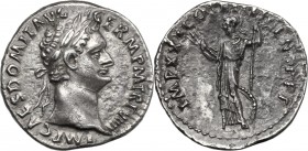 Domitian (81-96). AR Denarius, 89 AD. D/ IMP CAES DOMIT AVG GERM P M TRP VIIII. Laureate head right. R/ IMP XXI COS XIIII CENS P P P. Minerva standing...