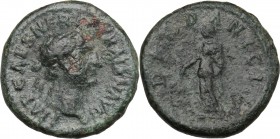 Trajan (98-117). AE Quadrans. Dardanian mines issue, struck before 103 AD. D/ IMP CAES NERVA TRAIAN AVG. Laureate head right. R/ DARDANICI. Woman (Pax...