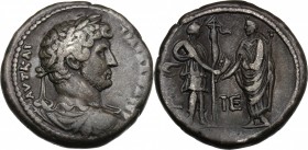 Hadrian (117-138). BI Tetradrachm, Alexandria mint. Dated year 15 (130/1 AD). D/ AVT KAI TPAI ADPIA CEB. Laureate, draped, and cuirassed bust right, s...