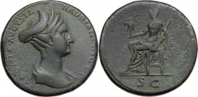 Sabina, wife of Hadrian (died 137 AD). AE Sestertius, Rome mint. D/ SABINA AVGVSTA HADRIANI AVG PP. Draped bust right, wearing a triple tiara. R/ SC. ...