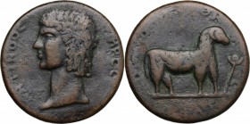 Antinous, favorite of Hadrian (died 130 AD). AE Medallion, posthumous, possibly after Cavino (1500-1570). D/ ANTINOOC HPOC. Bare head left. R/ Ram sta...