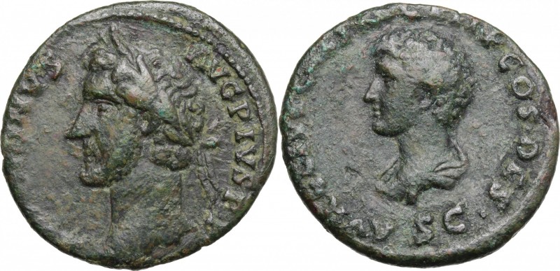 Antoninus Pius (138-161), with Marcus Aurelius Caesar. AE As, Rome mint, 139 AD....