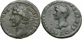 Antoninus Pius (138-161), with Marcus Aurelius Caesar. AE As, Rome mint, 139 AD. D/ ANTONINVS AVG PIVS PP. Laureate head of Antoninus Pius left. R/ AV...