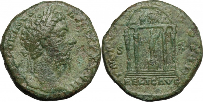 Marcus Aurelius (161-180). AE Sestertius, 172-177 AD. D/ M ANTONINVS AVG TR P XX...