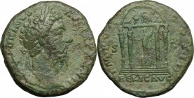 Marcus Aurelius (161-180). AE Sestertius, 172-177 AD. D/ M ANTONINVS AVG TR P XXVIII. Laureate bust right. R/ RELIG AVG IMP VI COS III SC. Mercury sta...