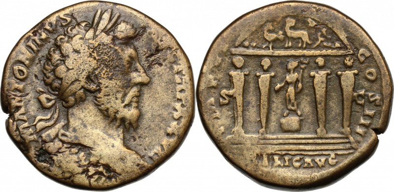 Marcus Aurelius (161-180). AE Sestertius, 172-173 AD. D/ M ANTONINVS AVG TR P XX...