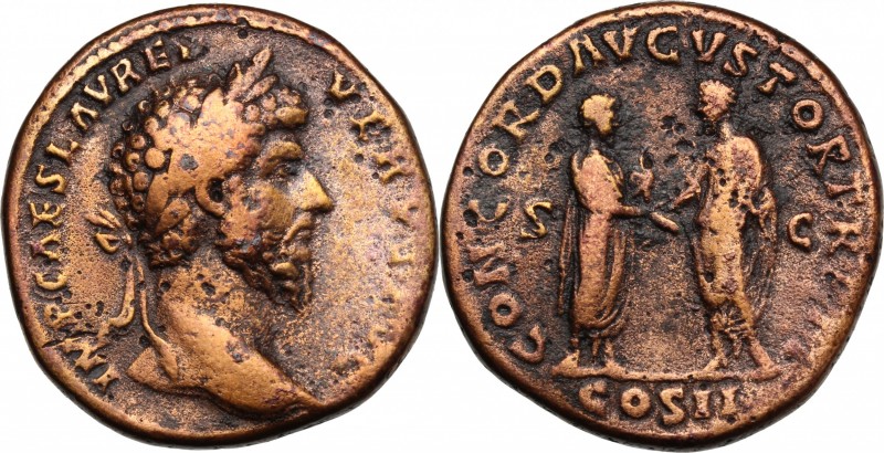 Lucius Verus (161-169). AE Sestertius, 161-162 AD. D/ IMP CAES L AVREL VERVS AVG...