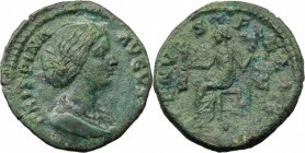 Crispina, wife of Commodus (died 183 AD). AE As. D/ CRISPINA AVGVSTA. Draped bust right. R/ VENVS FELIX SC. Venus seated left, holding Victory and sce...