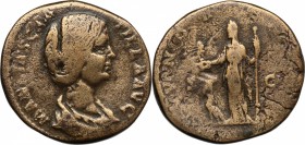 Manlia Scantilla, wife of Didius Julianus (died 193 AD.). AE Sestertius. D/ MANLIA SCANTILLA AVG. Draped bust right, hair coiled on back of head. R/ I...