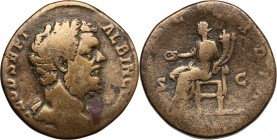Clodius Albinus as Caesar (193-195). AE Sestertius, 194-195 AD. D/ D CLOD SEPT ALBIN CAES. Bare head right. R/ CONCORDIA SC. Concordia seatedleft, hol...
