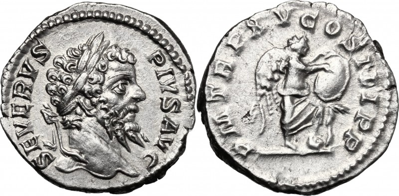 Septimius Severus (193-211). AR Denarius, 207 AD. D/ SEVERVS PIVS AVG. Laureate ...