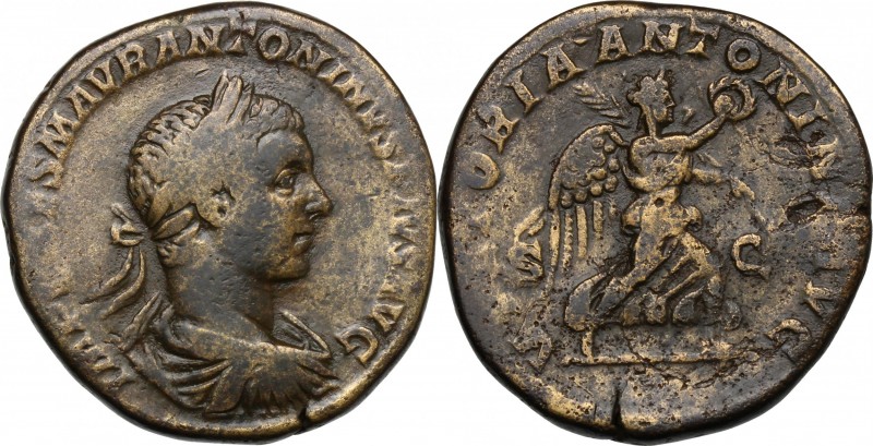 Elagabalus (218-222). AE Sestertius, 219 AD. D/ IMP CAES M AVR ANTONINVS PIVSAVG...