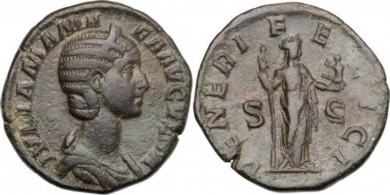 Julia Mamaea, mother of Severus Alexander (died 235 AD). AE Sestertius, struck u...