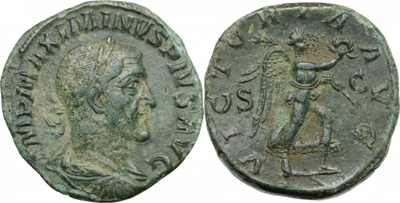 Maximinus I (235-238). AE Sestertius, 235-236 AD. D/ IMP MAXIMINVS PIVS AVG. Lau...