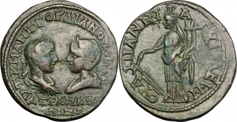 Gordian III (238-244 ) and Tranquillina (died 241 AD). AE 27 mm., Anchialus mint...