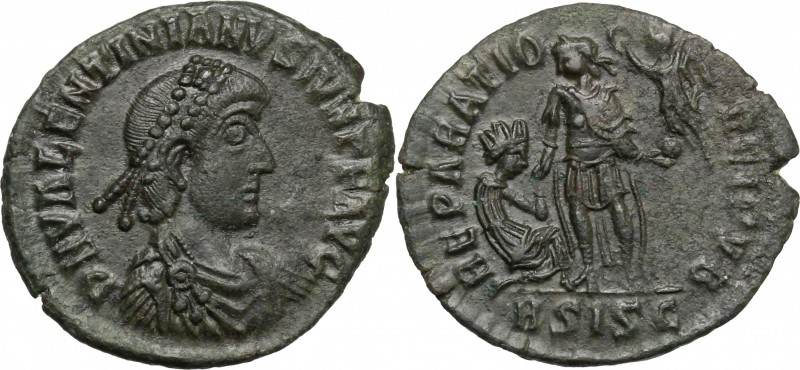 Valentinian II (375-392). AE 24 mm. Siscia mint. D/ DN VALENTINIANVS IMP PF AVG....