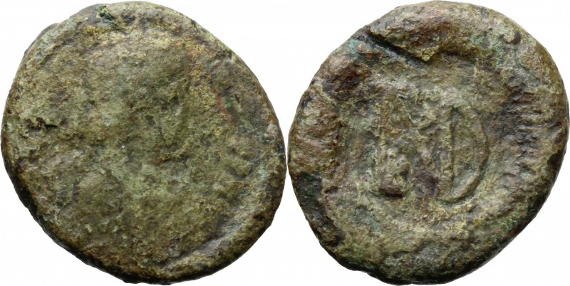 Ostrogothic Italy, Mathasunta (536-540). AE Half Follis, in the name of Justinia...