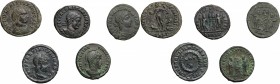 Roman Empire. Constantine I and his sons. Multiple lot of five (5) unclassified AE Folles. AE. Good VF/About EF.