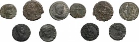 Roman Empire. The sons of Constantine I. Multiple lot of five (5) unclassified AE Folles. AE. VF.