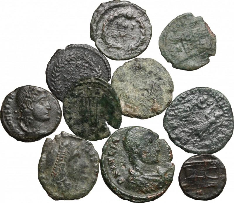 Roman Empire. Multiple lot of ten (10) unclassified AE Denominations, mostly of ...