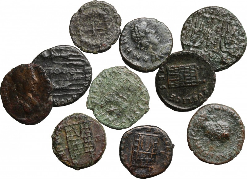 Roman Empire. Multiple lot of ten (10) unclassified AE Denominations, mostly of ...