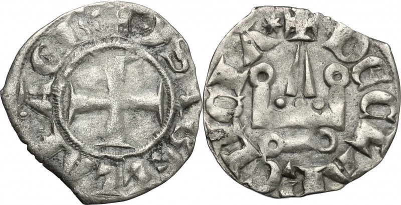 Frankish Greece, Glarentza. Isabel of Villehardouin (1297-1301). BI Denier Tourn...