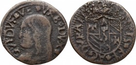 Casteldurante. Guidobaldo I da Montefeltro (1482-1508). Quattrino. Cf. CNI pag. 253/256. Cav. pag. 39 e 40. AE. g. 1.28 mm. 20.00 RR. L' accoppiamento...
