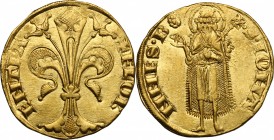 Firenze. Repubblica (Sec. XIII-1532). Fiorino, 1348-1367, maestro di zecca sconosciuto. CNI 674. Bern. II, 431/433. MIR 10/2. AU. g. 3.54 mm. 20.00 R....