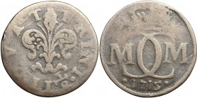 Firenze. Cosimo III de' Medici (1670-1723). Mezza crazia da 2 e 1/2 quattrini 1715. CNI 82. MIR 341/3. MI. g. 1.68 mm. 17.50 RR. Molto rara. MB.