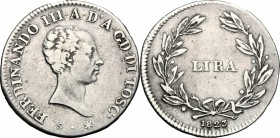 Firenze. Ferdinando III di Lorena (1790-1824). Lira 1823. Sigle S (Carlo Siries, incisore) e stella (Luigi Poirot, zecchiere). CNI 28. Gal. VI, 3. MIR...