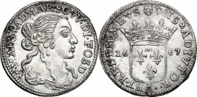 Fosdinovo. Maria Maddalena Centurioni Malaspina (1663-1669). Luigino 1667. CNI tav. I, 30. Camm. 71. AG. g. 2.11 mm. 21.00 Bel BB+.