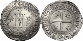 Genova. Dogi Biennali (1528-1797). Mezzo scudo 1569. CNI 2. MIR 224/2. AG. g. 18.20 mm. 36.50 RR. Conservazione eccezionale per il tipo di moneta. Pat...