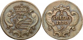 Gorizia. Leopoldo II d'Asburgo-Lorena (1790-1792). Soldo 1790 F. CNI 2. CU. g. 2.50 mm. 21.50 Coniata dalla zecca di Hall per Gorizia. Bel BB.