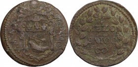Gubbio. Innocenzo X (1644-1655), Giovanni Battista Pamphili. Mezzo baiocco A. X. CNI 73/74. M. 120/121. Berm. 1866. AE. g. 6.98 mm. 26.00 BB.