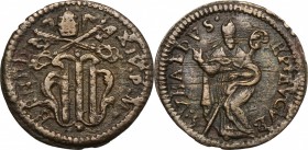 Gubbio. Benedetto XIV (1740-1758), Prospero Lambertini. Quattrino. CNI 228. M. 554/561. Berm. 2850. AE. g. 2.01 mm. 20.00 Bel BB.