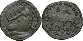 L'Aquila. Ferdinando I d'Aragona (1458-1494). Cavallo. CNI 294/307. D'Andrea-Andreani -. MIR 96. AE. g. 2.18 mm. 18.50 R. Patina verde. Bel BB.