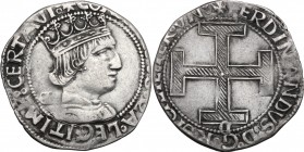 Napoli. Ferdinando I d'Aragona (1458-1494). Coronato. P/R 15m. MIR 68/12. AG. g. 3.40 mm. 25.00 Tosato BB.