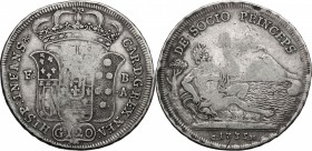 Napoli. Carlo di Borbone (1734-1759). 120 grana o piastra 1734. P/R 22. MIR 334. AG. g. 24.95 mm. 41.00 qBB/BB.