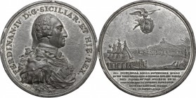 Napoli. Ferdinando IV di Borbone (1759-1816). Medaglia 10 luglio 1799, per il ritorno di Ferdinando IV sul trono di Napoli. Cf. D 'Auria 61. Ricciardi...