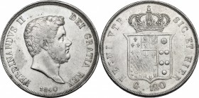 Napoli. Ferdinando II di Borbone (1830-1859). 120 grana 1840 (forma del collo diversa). Magliocca 547. Cf. P/R 65. Cf. MIR 501. AG. g. 27.58 mm. 37.50...