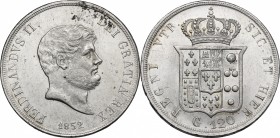 Napoli. Ferdinando II di Borbone (1830-1859). 120 grana 1852. P/R 81. MIR 503/1. AG. g. 27.46 mm. 37.00 qSPL.